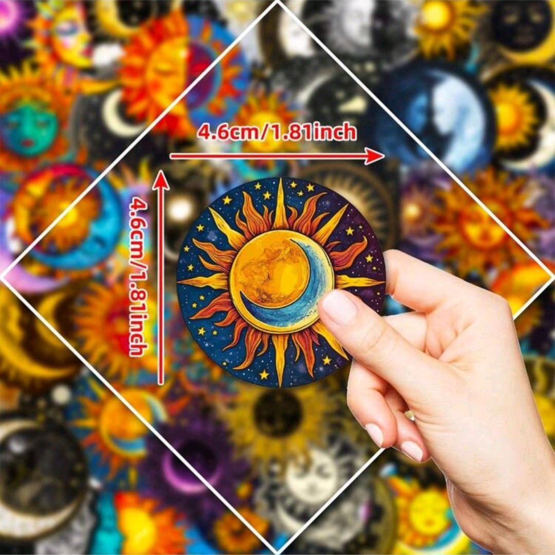 20 Pcs Celestial Sun Moon Vinyl Stickers Set, Waterproof, Phones, Bottles.