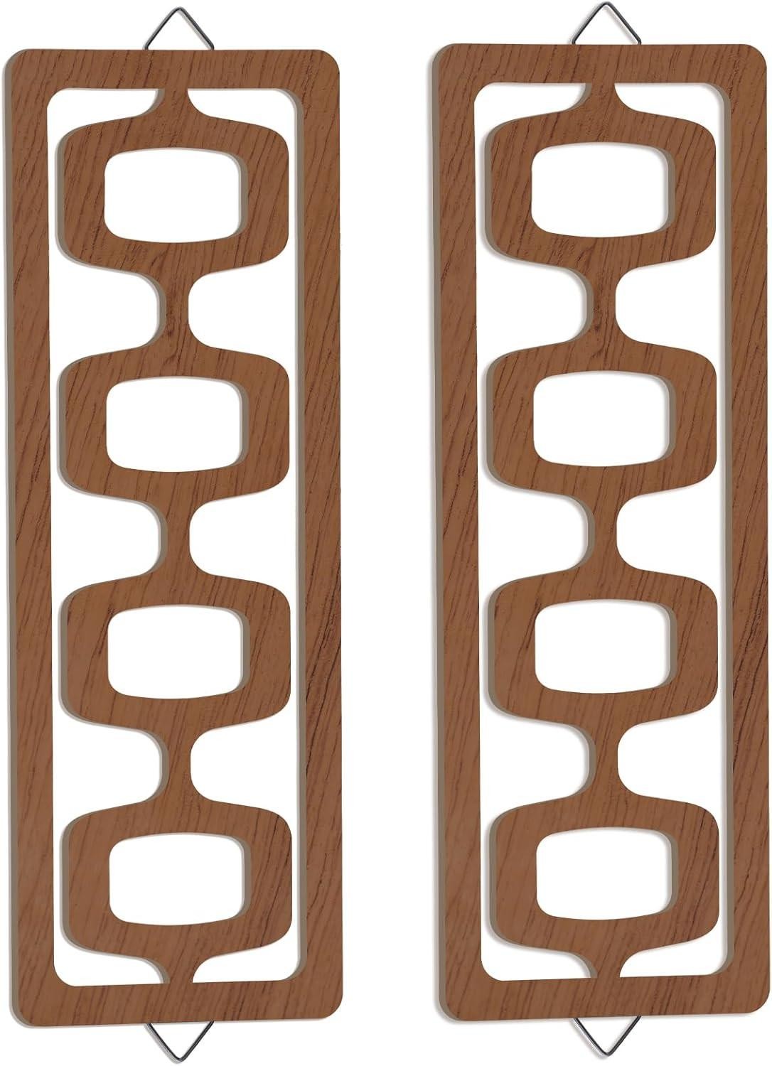 2 Pcs Mid Century Modern Wall Art Wood Mid Century Elegance Decor Accents Abstra