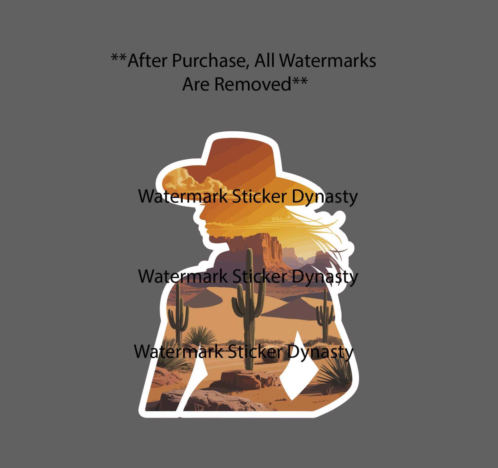 Cowgirl Sticker Waterproof Decal Desert Nature Scene Western Country Gift NEW