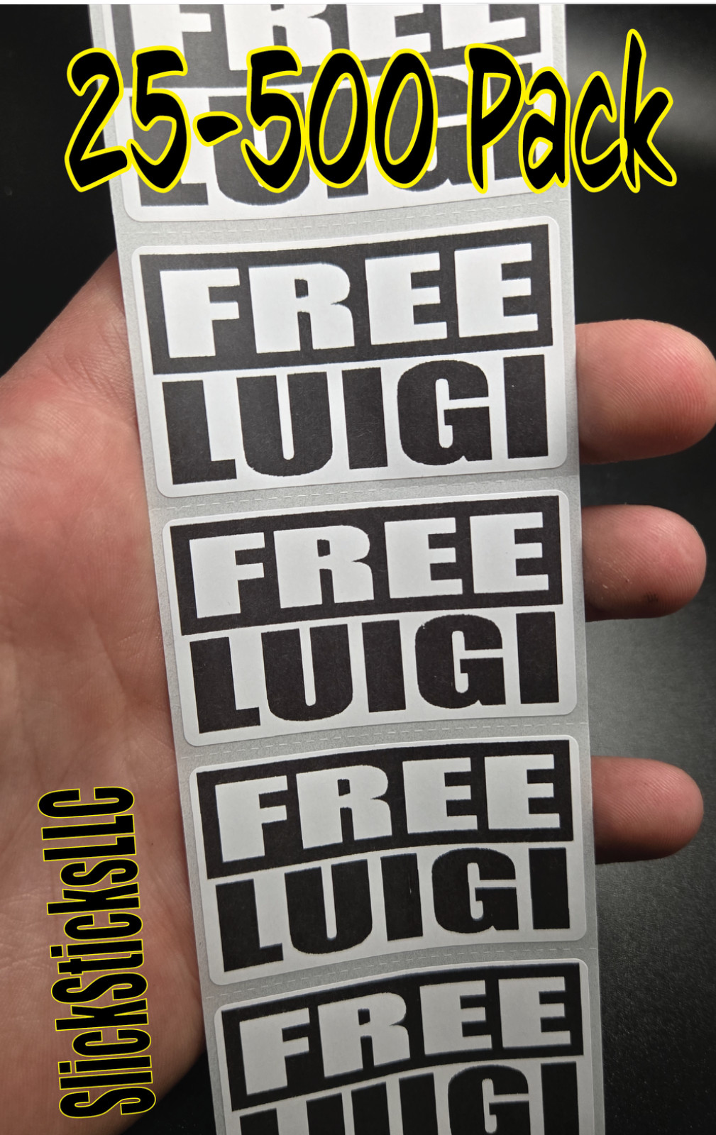 "FREE LUIGI" stickers 25-500 Bulk pack political movement labels mangione decal