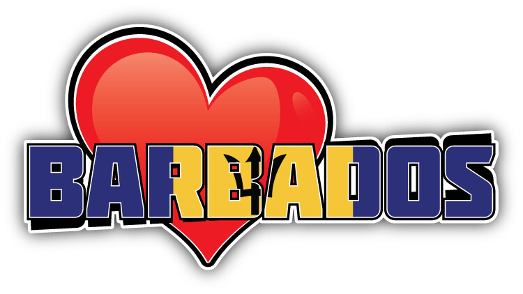Barbados Art Heart Flag Travel Slogan Car Bumper Sticker Decal