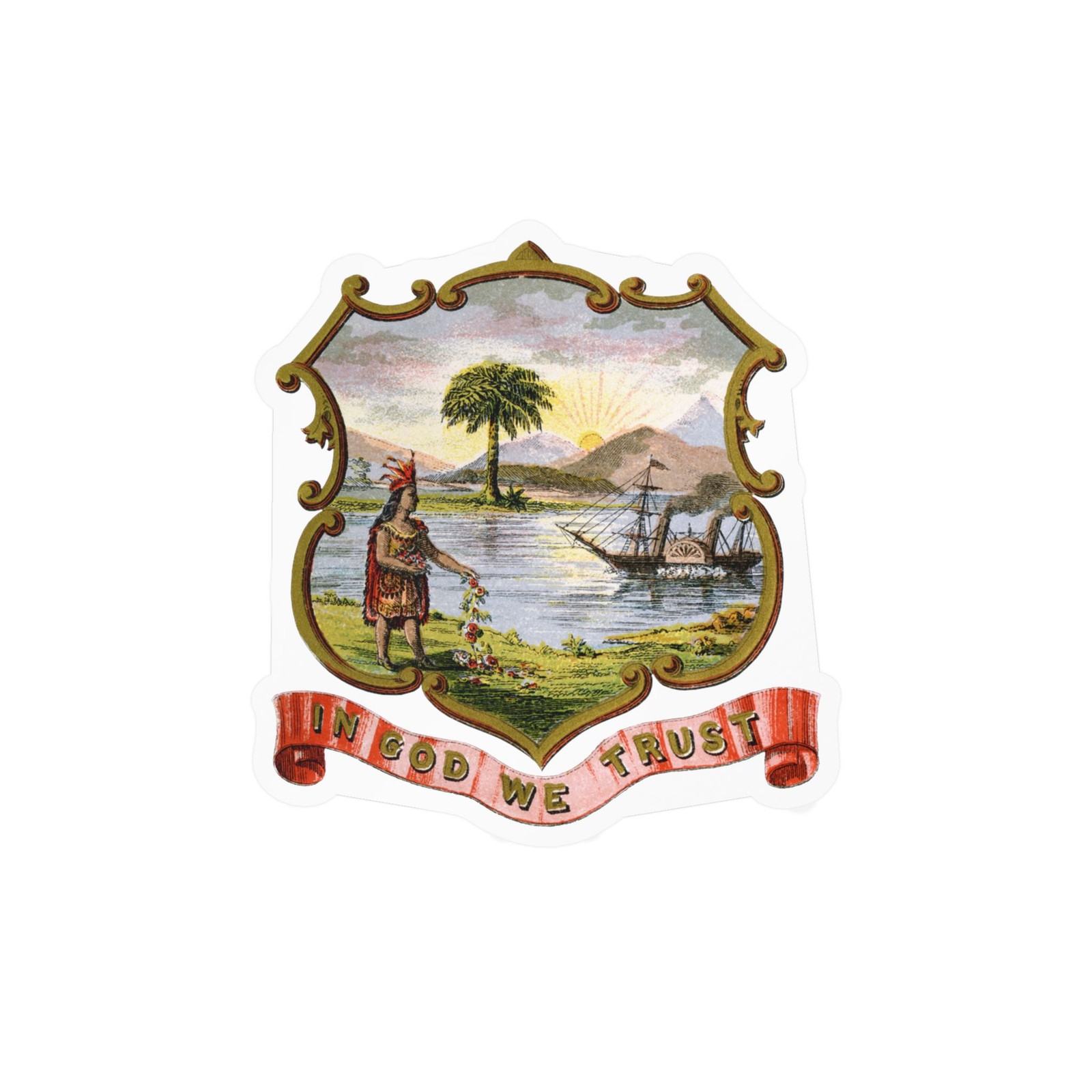 Florida State Vintage Nostalgic Decals, USA Stickers, United States Coat of Arms