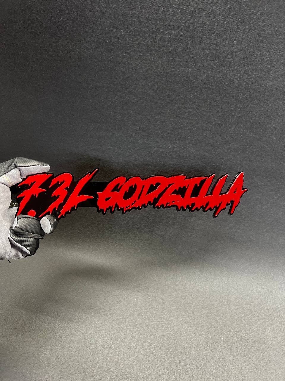 1X 7.3L Drip Godzilla Custom 3D Text Car Badge Fender Emblem Tailgate Toolbox 3D