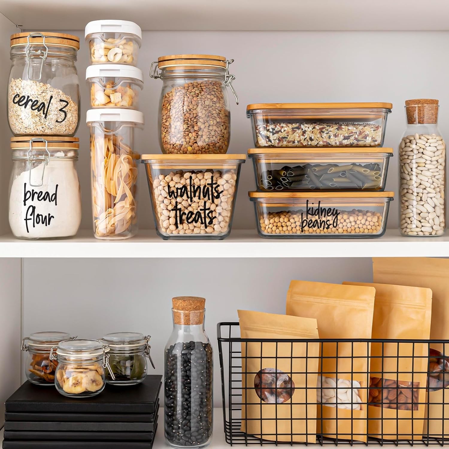 170PCS Pantry Labels Kitchen Storage Waterproof Food Container Stickers for Jars