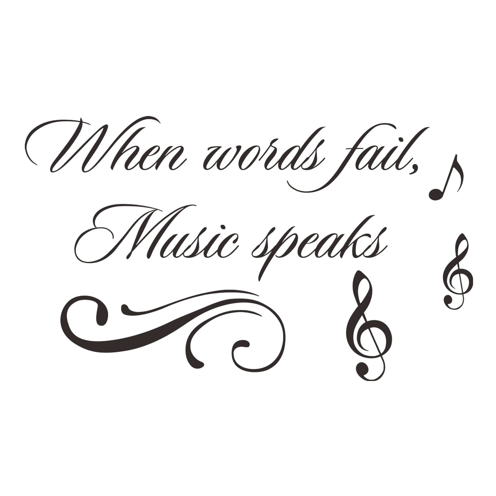 Music Wall Decals Decor Inspirational Quotes When Words Fail, Music Speaks Vi…