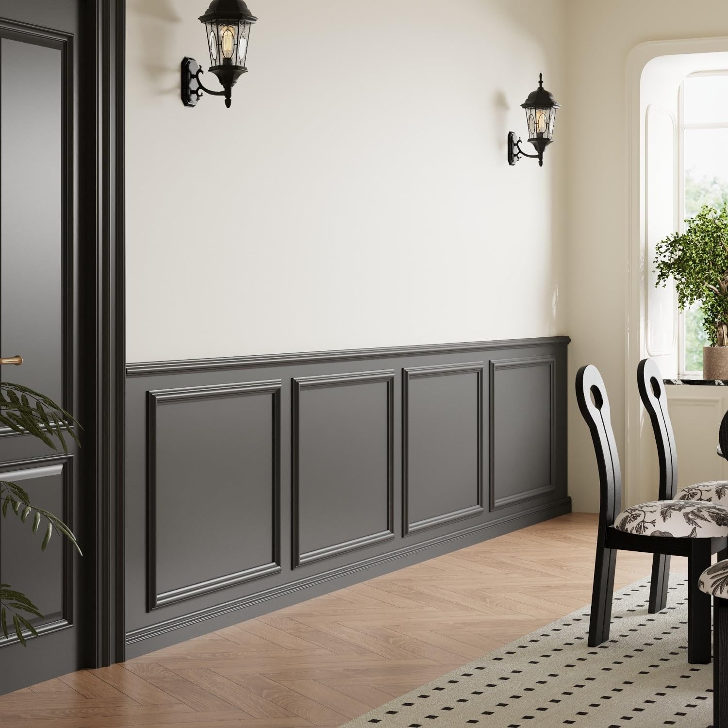 4 Set Peel and Stick Wall Molding Trim Kit, Premade Wainscoting Panels, White…