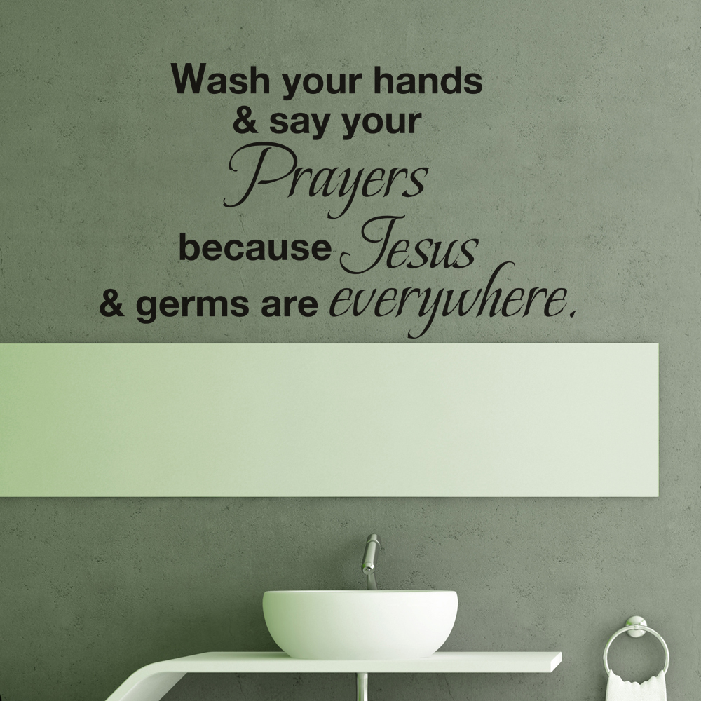 Bathroom Bible Wall Sticker Wash Your Hand Jesus Germs Removable Mural Art Decor