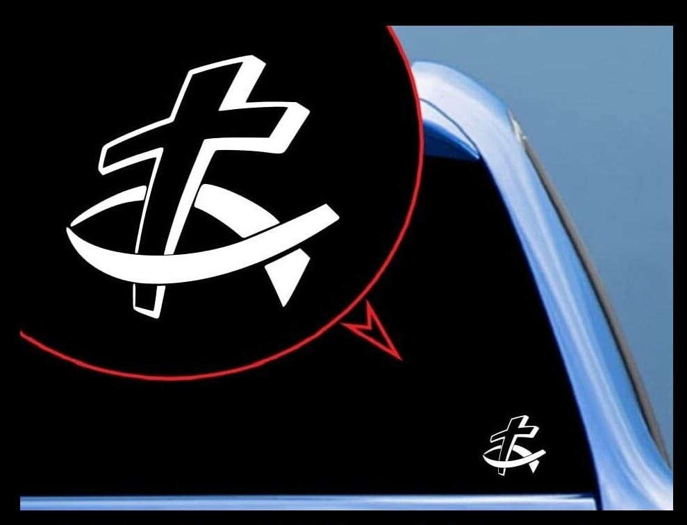 2 Pack Cross Fish Religious Christian White Vinyl Decal Car Truck Windows laptop