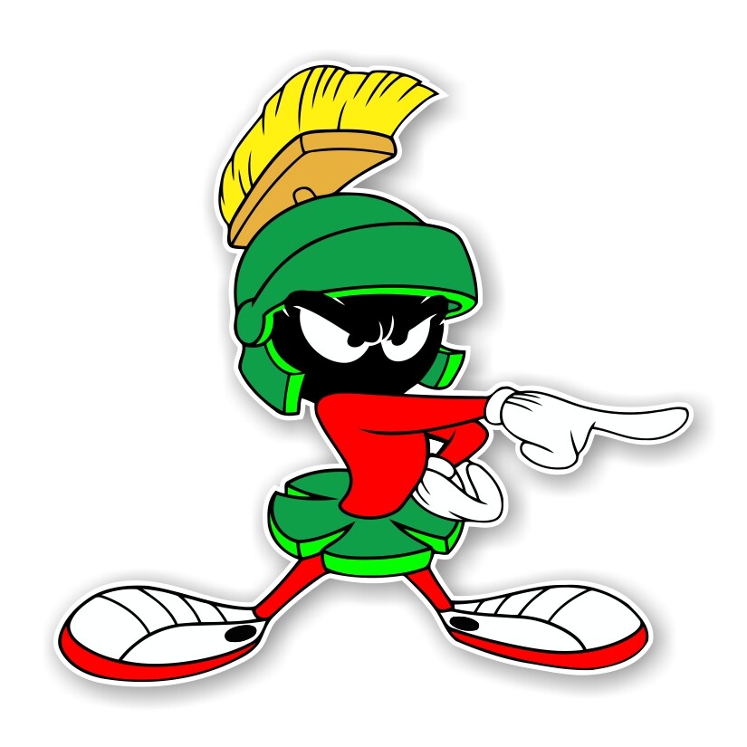 Marvin the Martian Pointing Decal / Sticker Die cut