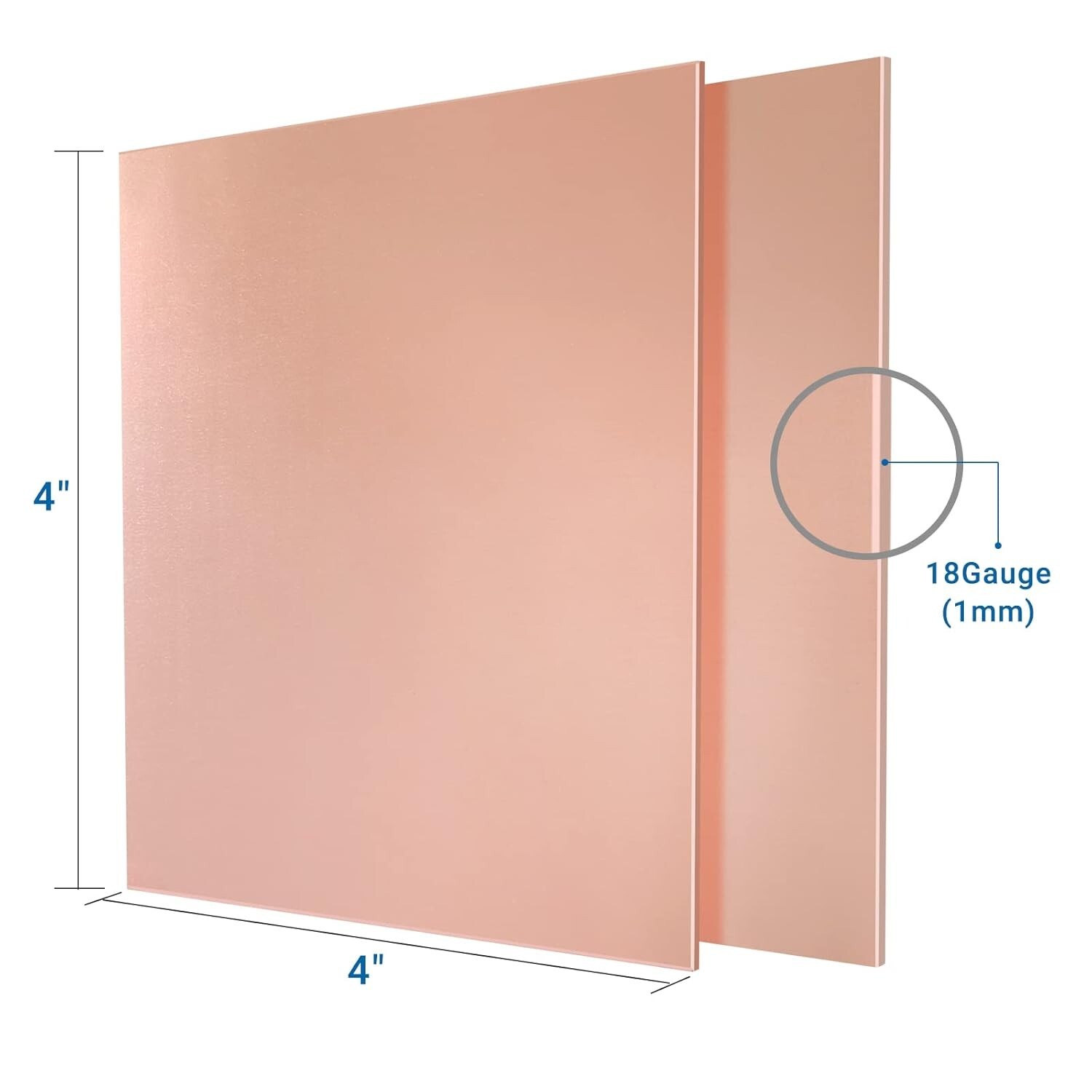 2 Pieces 99.9% Pure Copper Sheet 4" X 4"18 Gauge1mm Thickness Film Attached Co