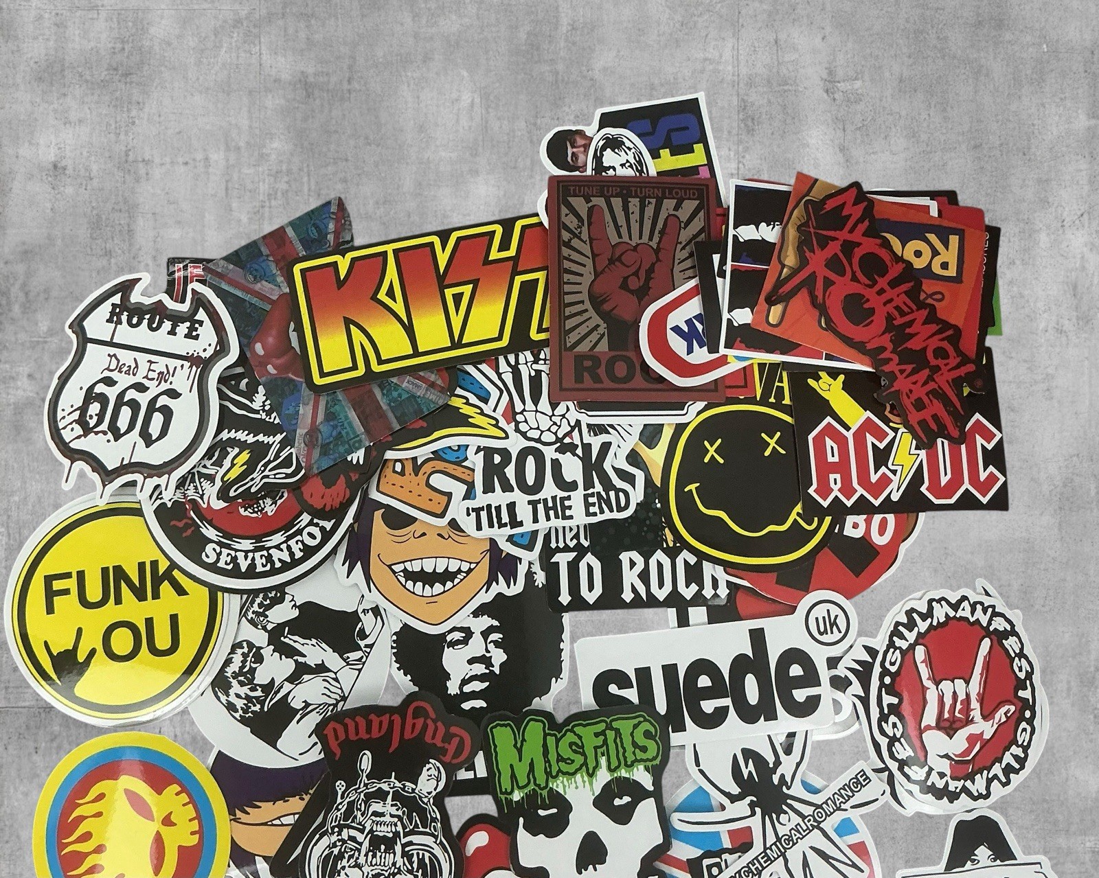 100PCS Rock Band Stickers Vinyl Decals AC/DC KISS Misfits Punk Metal Emo