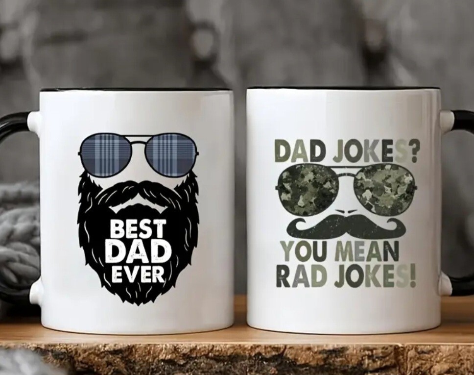 UV DTF Fathers Day Beard Mustache Transfer Sticker Set 12 Decals Appx 2.24 x 2.5