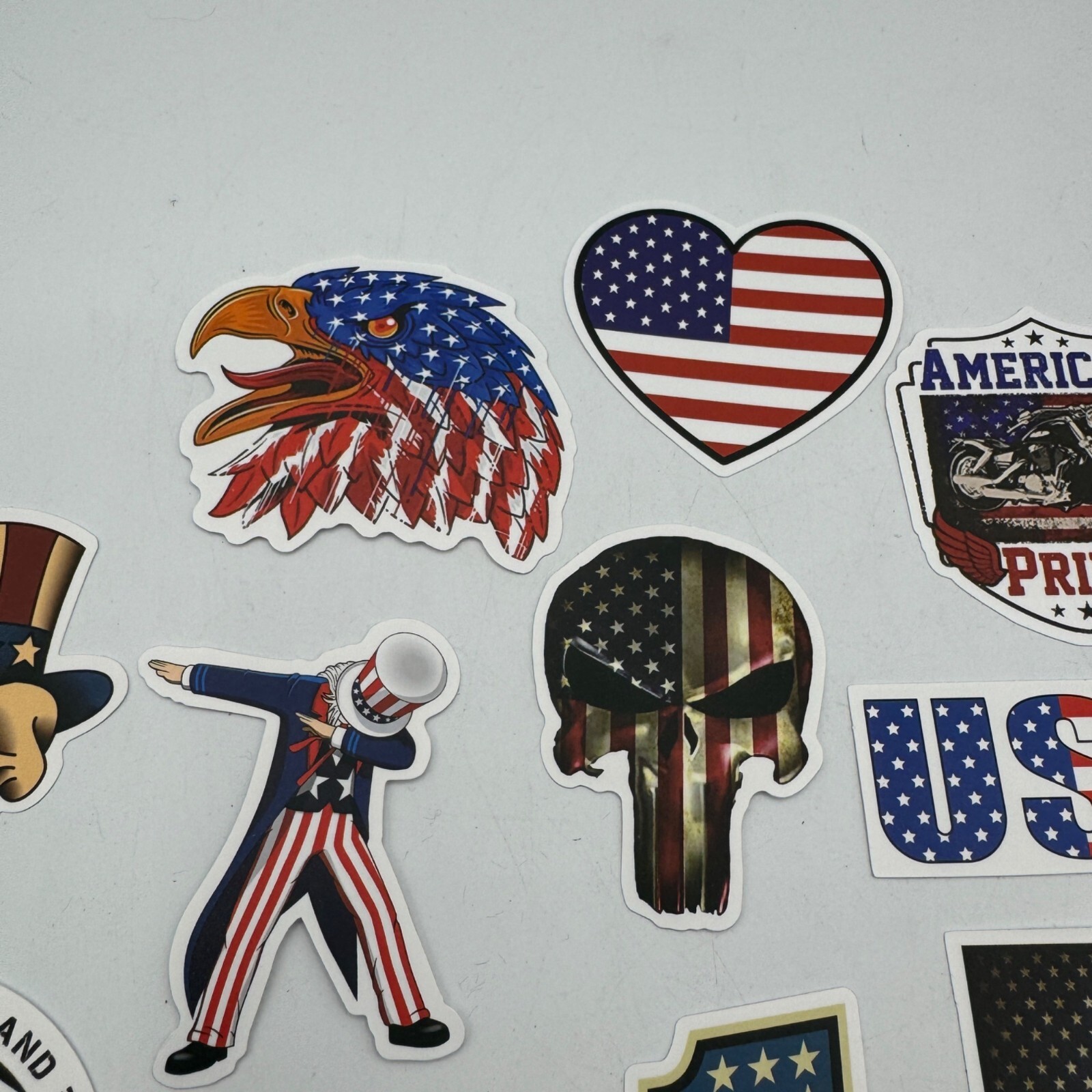 Patriotic Vinyl Decal Stickers Pack 14 Pcs USA Themed Designs