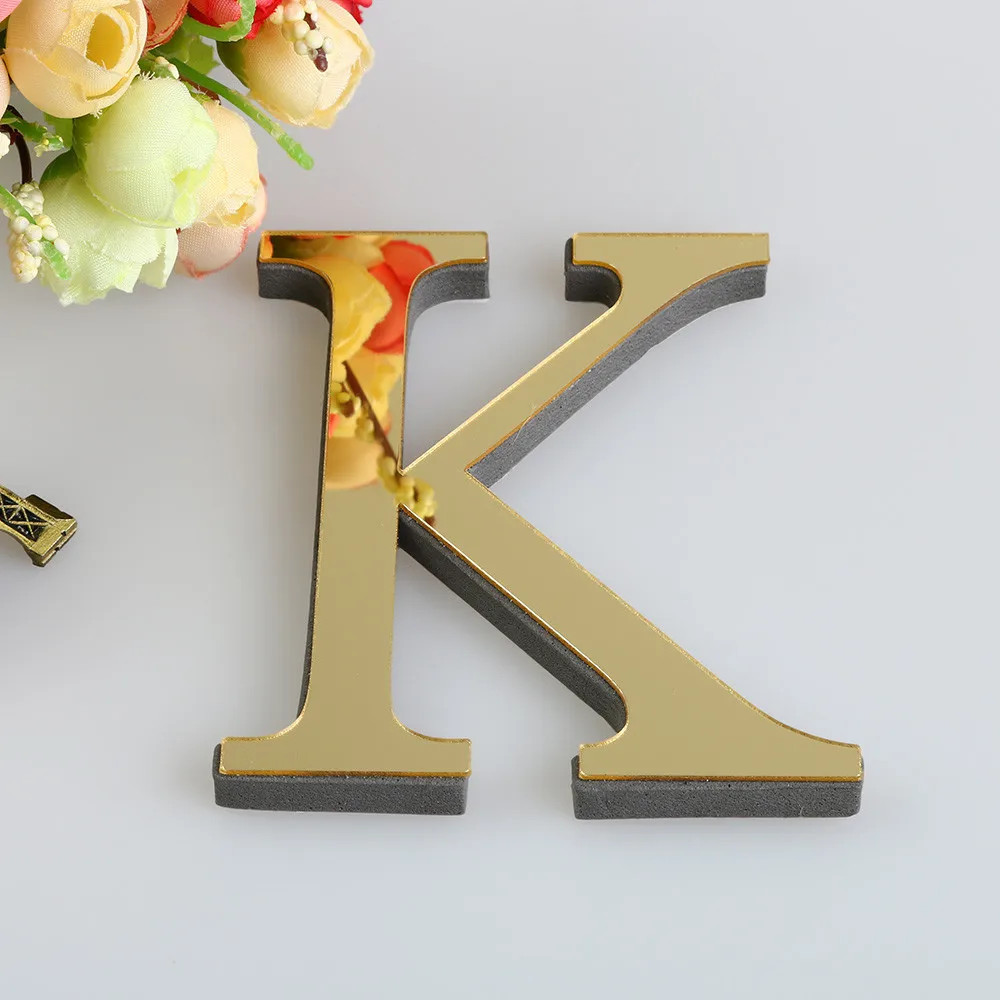 10CM 3D Mirror 26 Letters DIY Acrylic Wall Stickers for Logo Name Alphabet Weddi