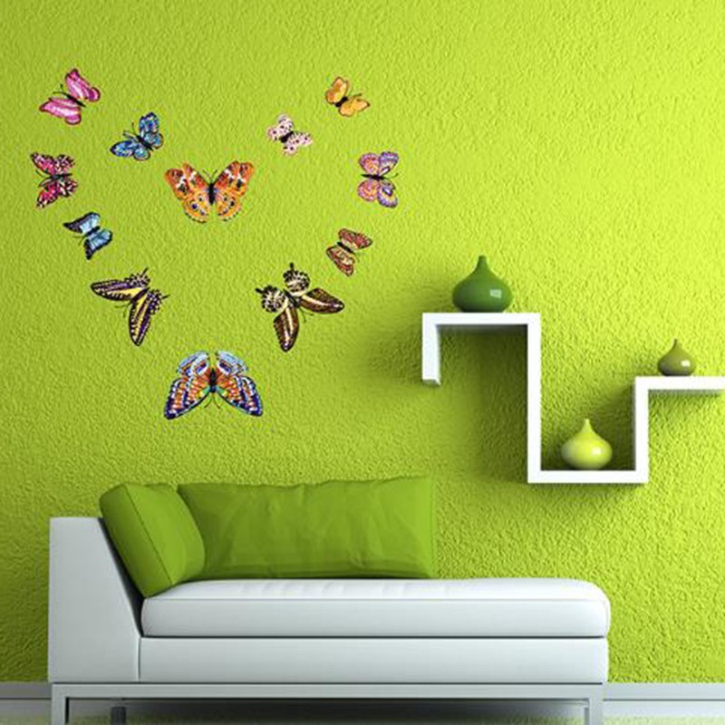 12Pcs – 3D/Luminous Butterfly Wall Stickers Double Layer Decals Home Art/ Decor