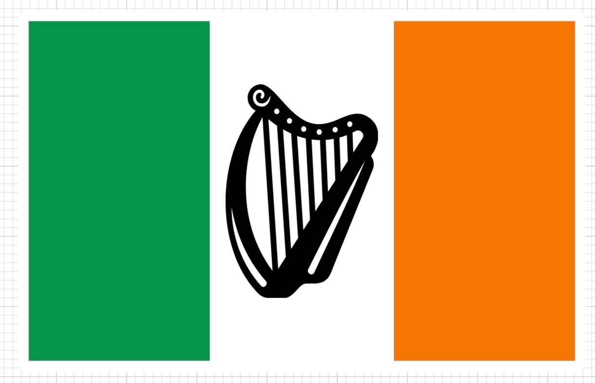 Irish flag orange white green harp St Patrick's Day vinyl waterproof sticker