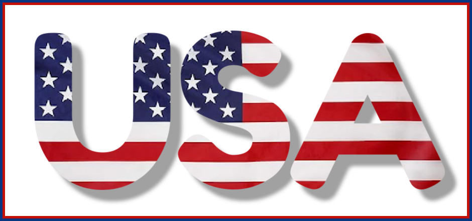 USA white vinyl sticker 4in x 2in
