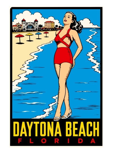 Daytona Beach Vintage Style Sticker Decal R8573