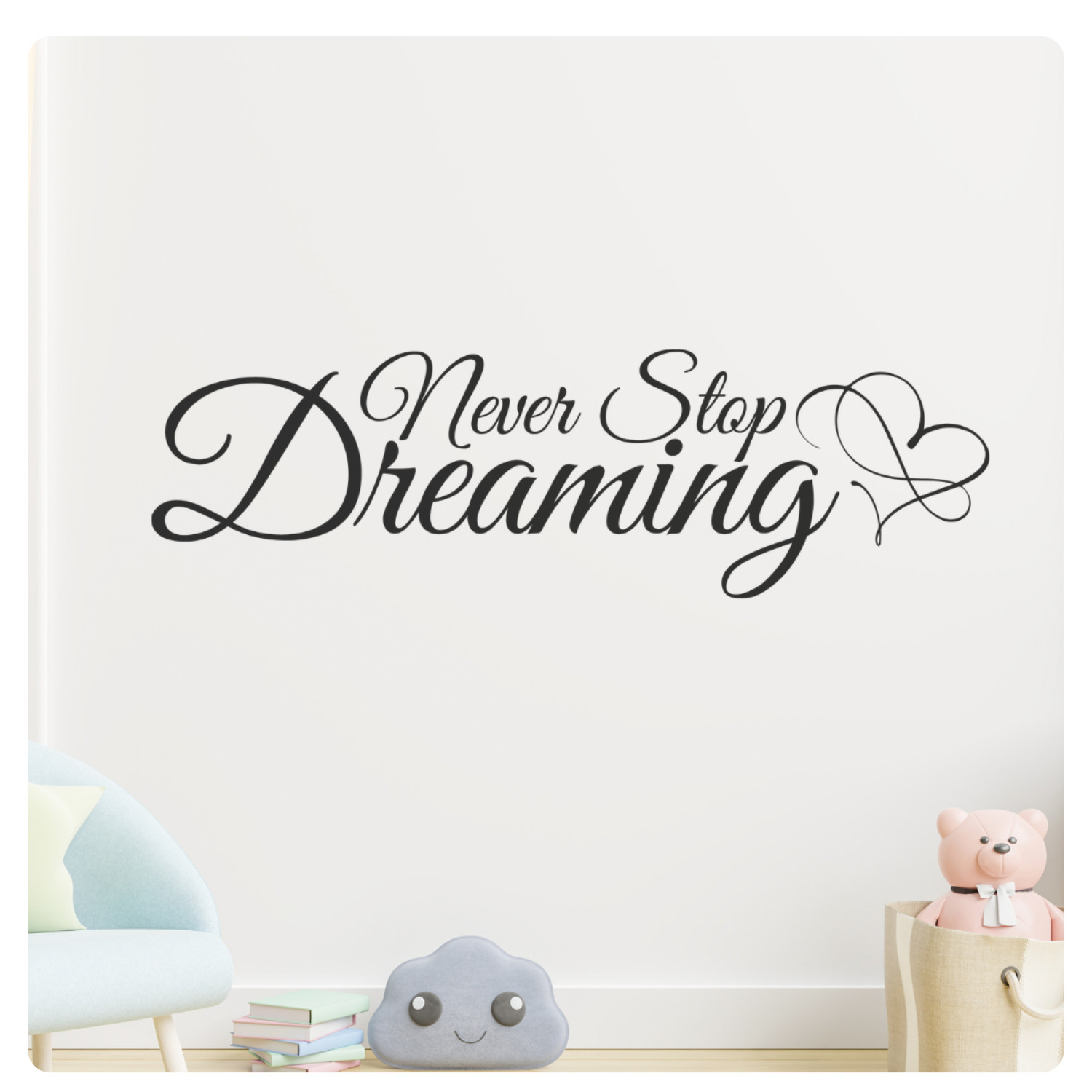 Inspirational Wall Decal – Never Stop Dreaming – Motivational Home & Office Deco