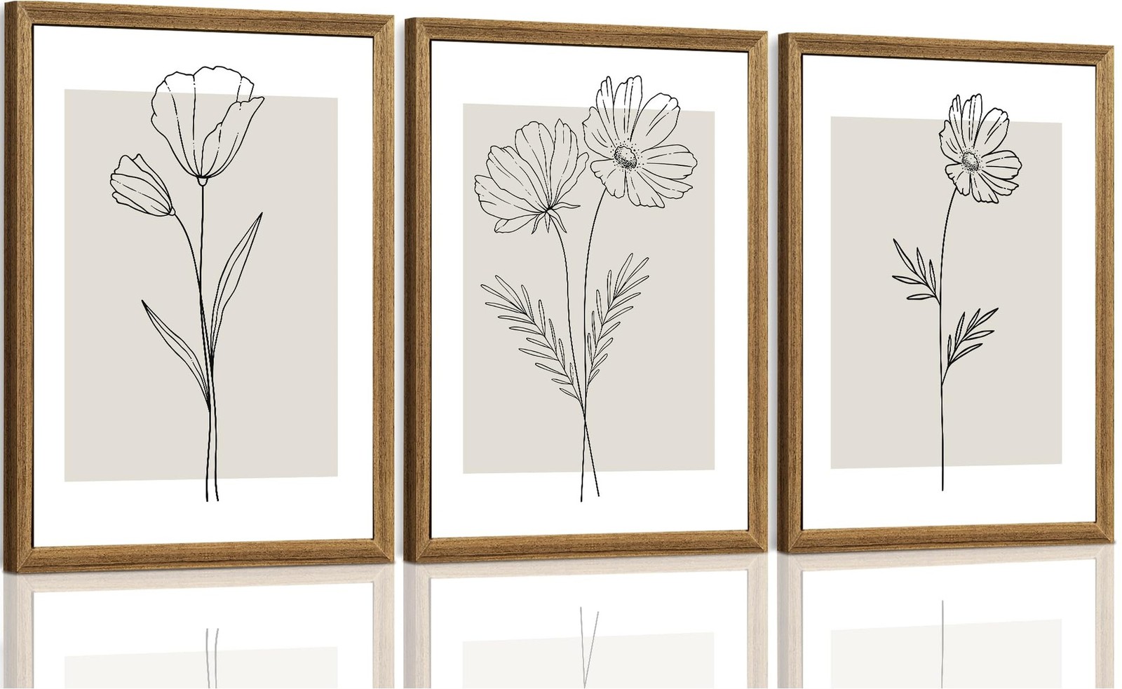 ICHZUMW Neutral Botanical Floral Wall Art, Black and White Farmhouse Flowers …