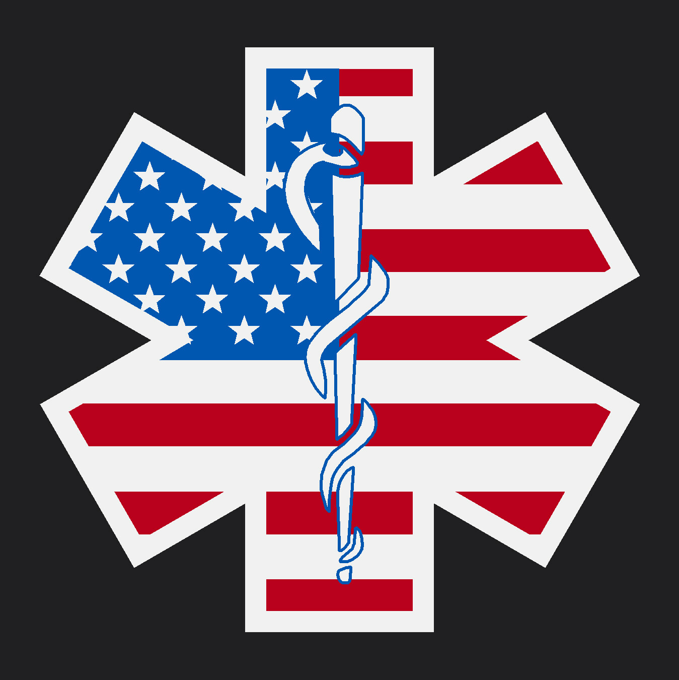 Reflective Vinyl Flag Star Of Life Fire helmet Decal EMT style 1 Multiple Sizes
