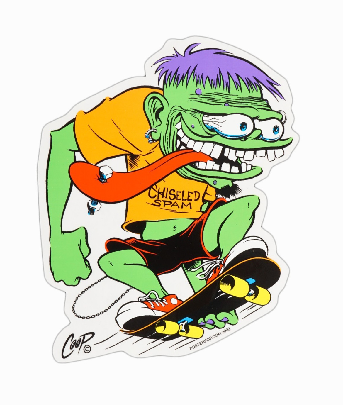 Vintage Poster Pop Art Sticker Print Coop Skateboarding Monster Chiseled Spam