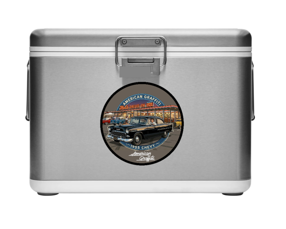 Car Classics – American Graffiti '55 Chevy 4" Handmade Vinyl Decal Cooler Laptop