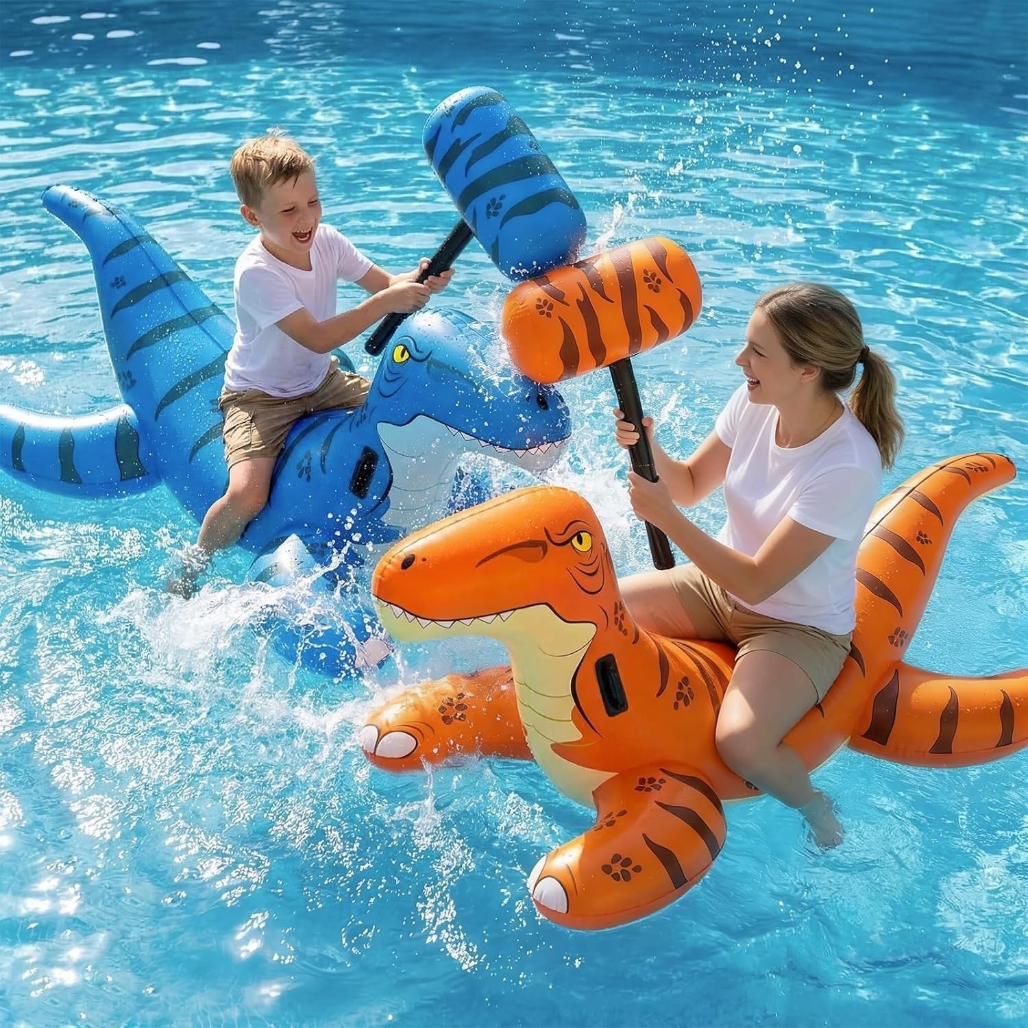 2Pack Inflatable Dinosaur Ride On X Large Green Orange Jasonwell