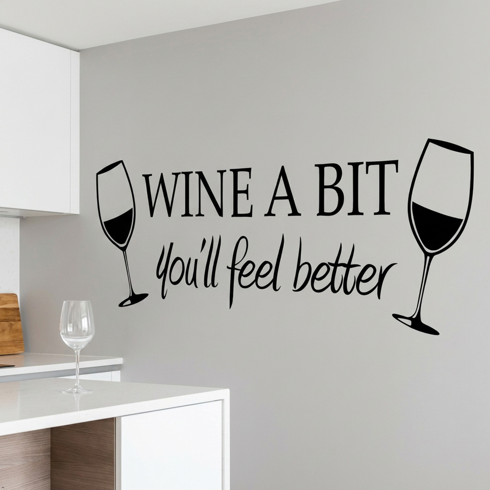 WINE A BIT Quote Letter Wall Sticker Decal Home Arts Kitchen Decoration decor