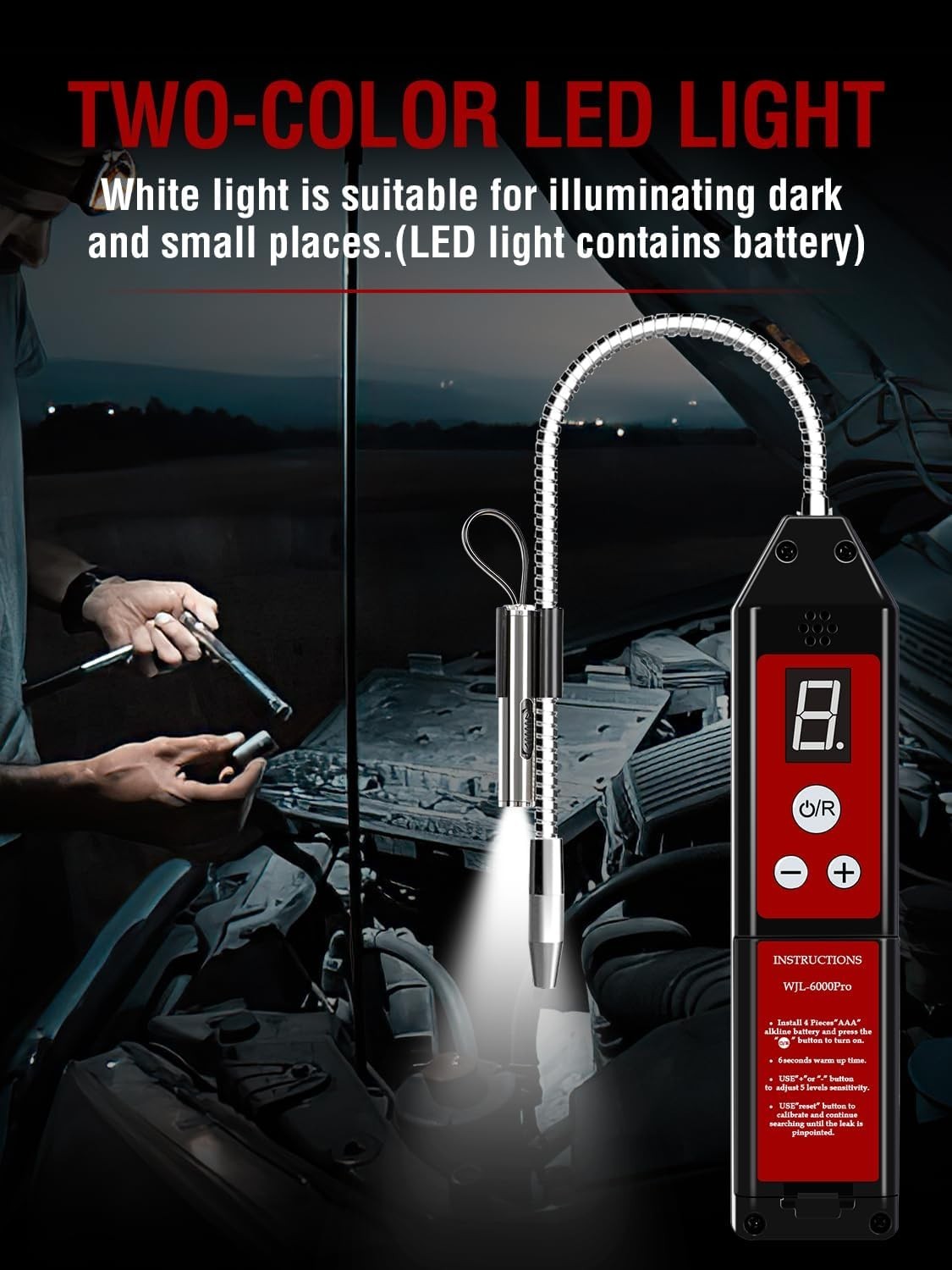 Electronic Refrigerant Leak Detector with UV & LED Light, WJL-6000PRO Freon L…