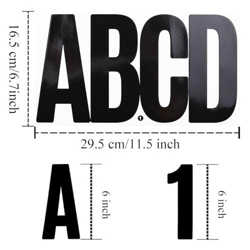 20 Sheets 6 Inch Letter Number Stickers, Self Adhesive Vinyl Capital Black