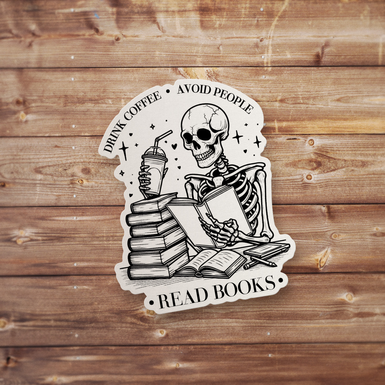 Drink Coffee Read Books Vinyl Sticker Booktok Sticker Decal Kindle Sticker Decal