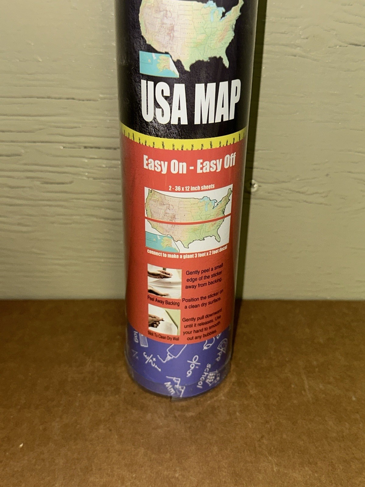 Black Board Basics Giant USA Map Wall Decal Easy On Off 6x2ft Classroom Home