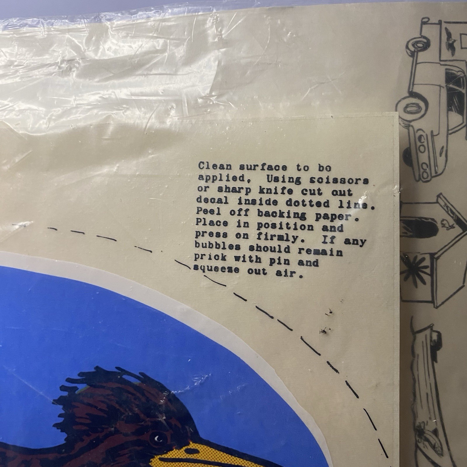Rare Vintage Roadrunner Self Stick Decal Sticker – Sealed In Original Pkg
