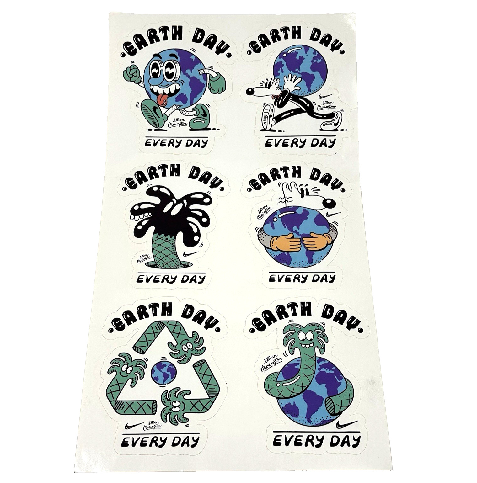 Nike ACG X Steven Harrington Sticker Sheet Earth Day Pack 6 Decals 4" Nike Logo