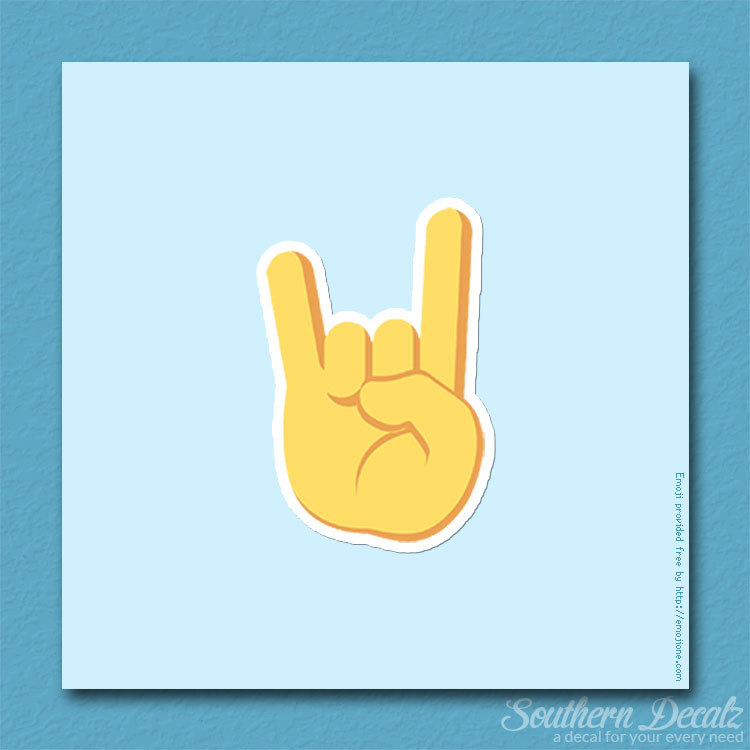 Rock On Hand Emoji – Vinyl Decal Sticker – c176 – 2.5" x 3.75"