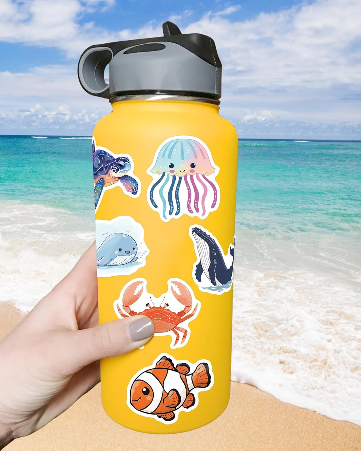 100 Pcs Ocean Stickers for Kids Teens Adults, under the Sea Animal Fish Turtle S