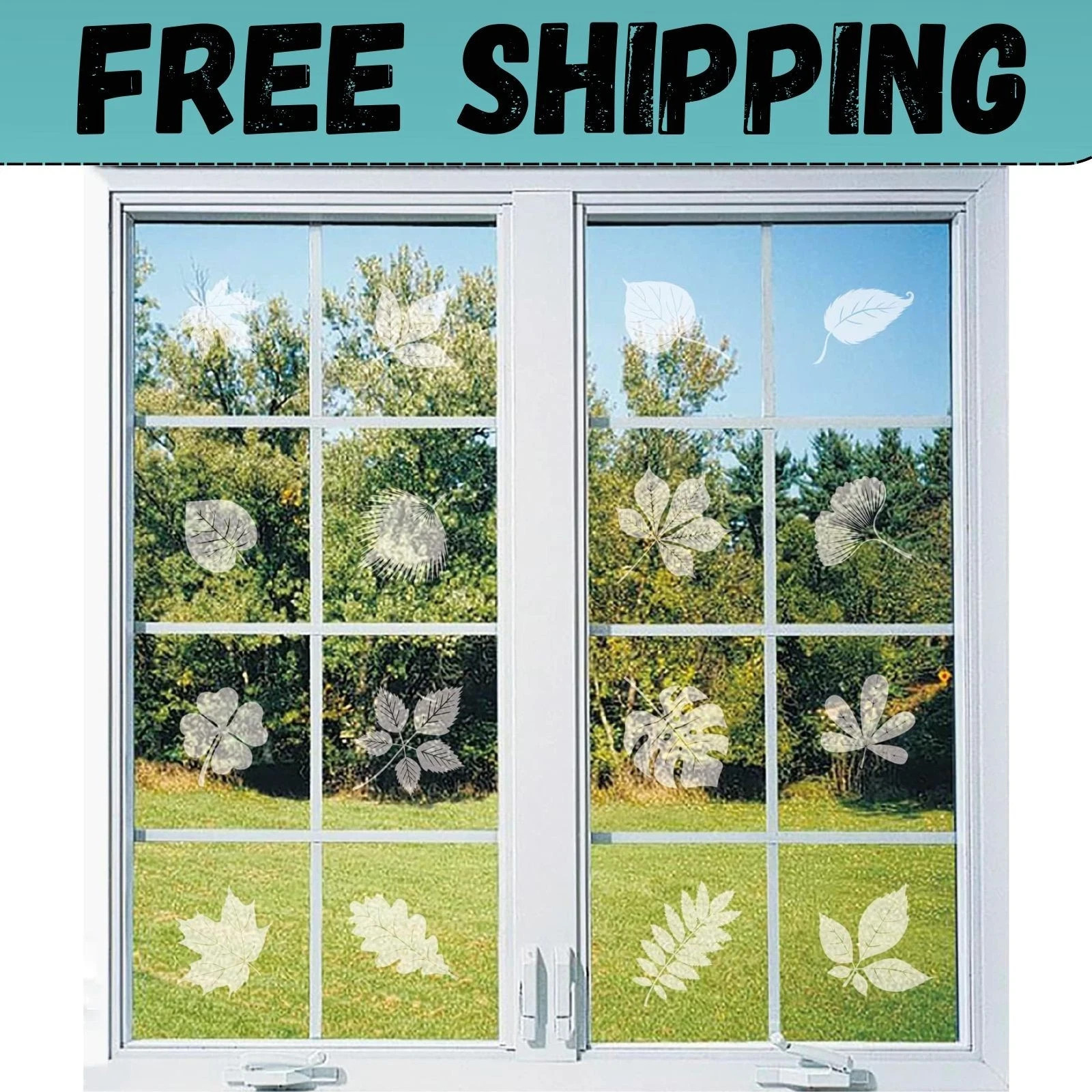 Window Decals for Bird Strikes,52 Pieces Large Leaf Shape anti Collision Window