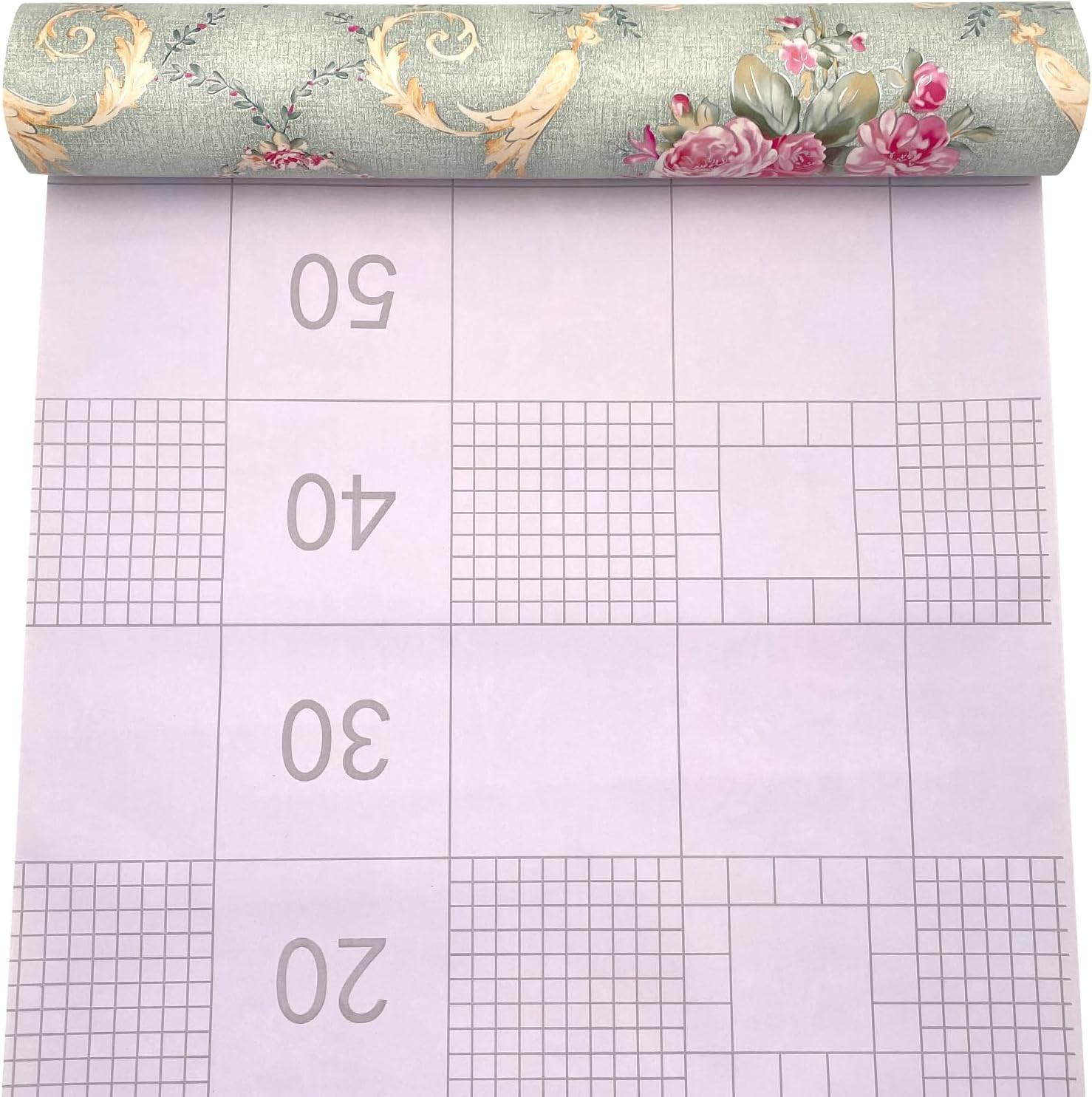 Retro Rose Furniture Paper Light Green Self-Adhesive Shelf Liner School Locker S