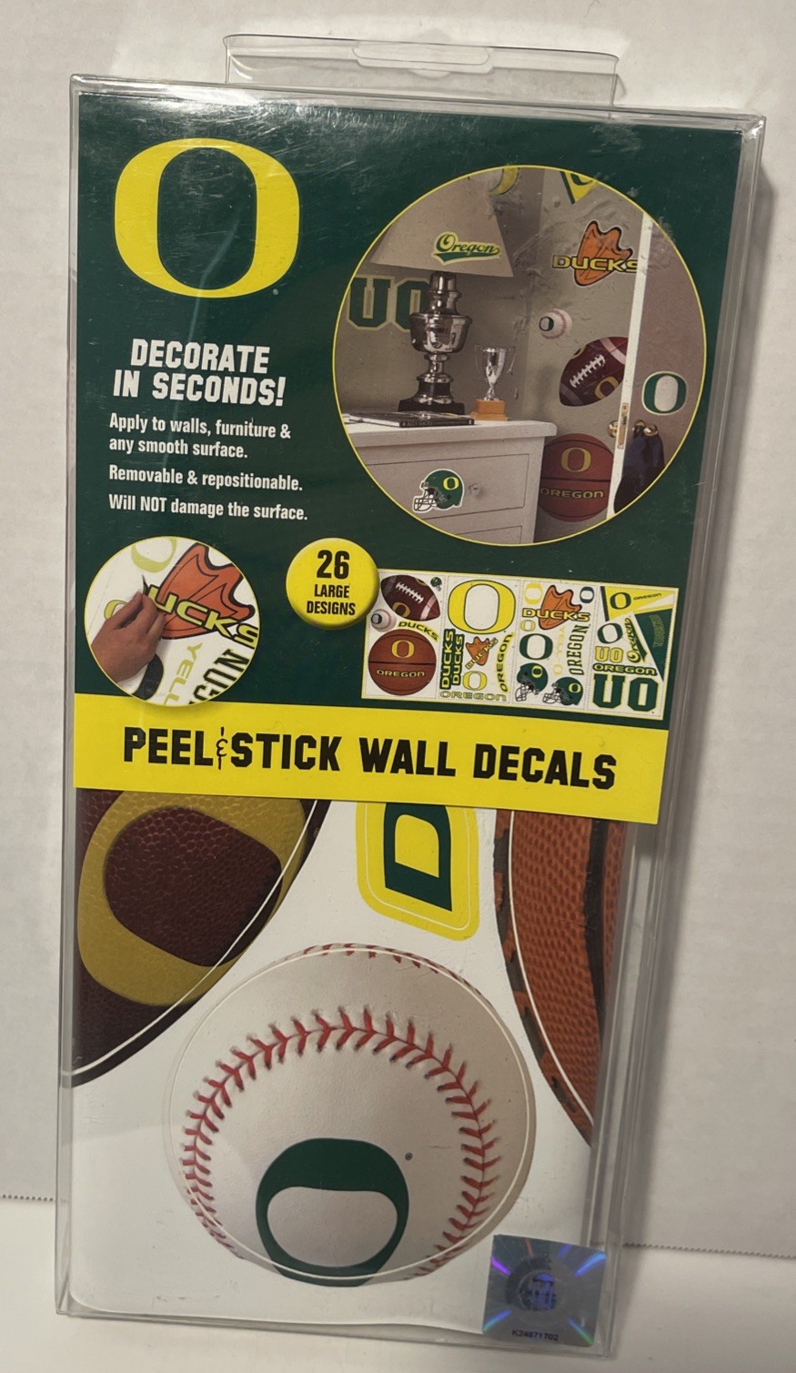 OREGON DUCKS Peel/Stick Wall Decals Easy Reusable 26 Designs, College Football