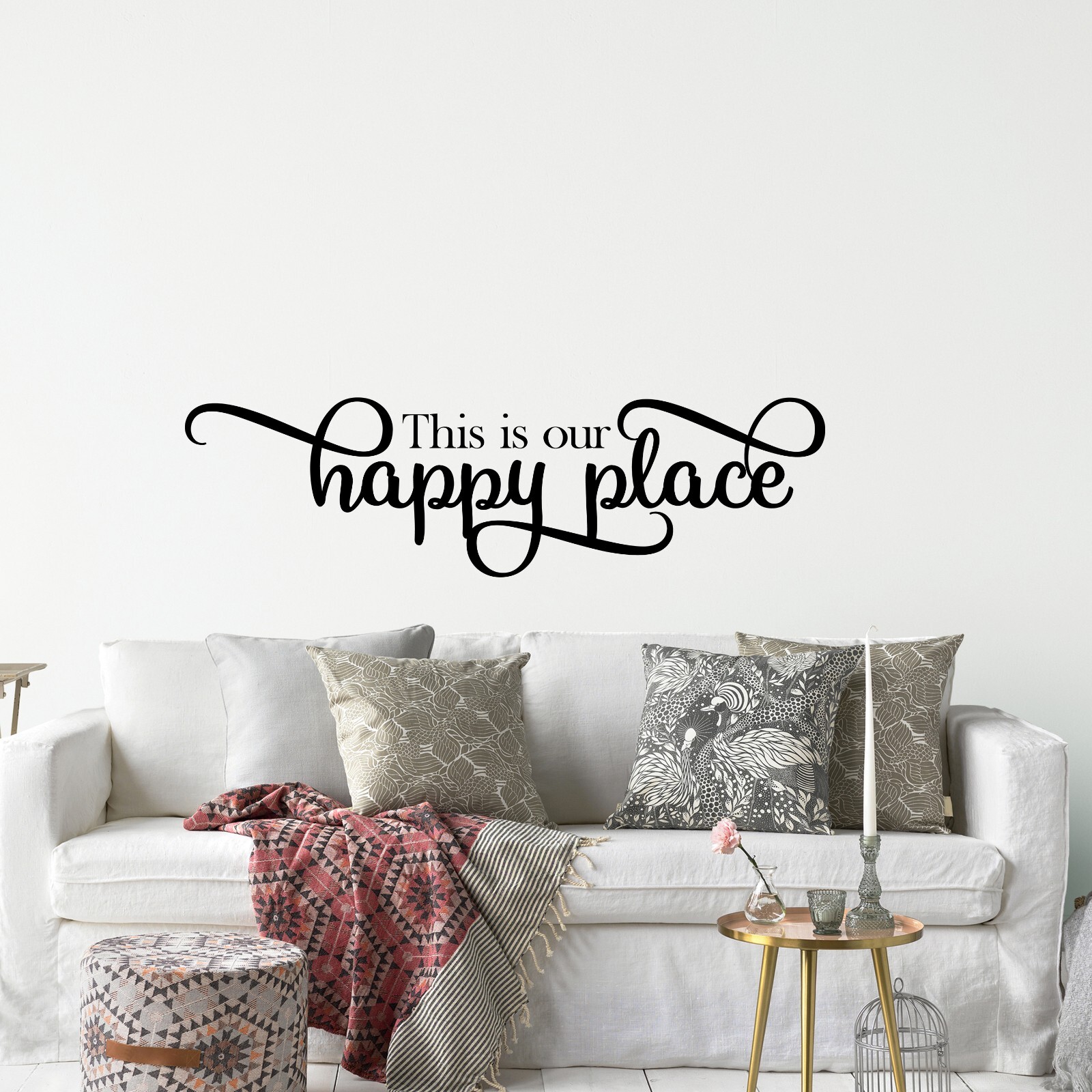 This is Our Happy Place Home Wall Decal Sticker Quote for Bedroom Vinyl Wall Art