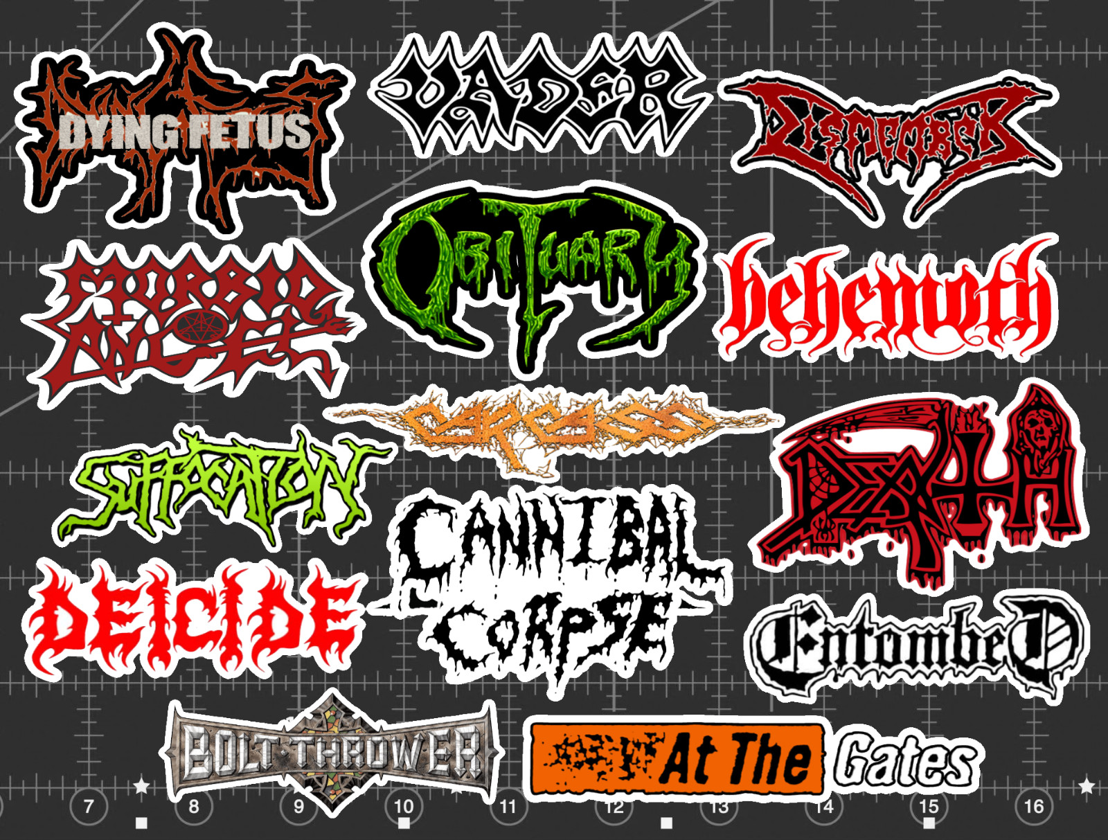 15 Death Metal Logo Stickers -Clear, Holographic, or White – Cannibal Corpse