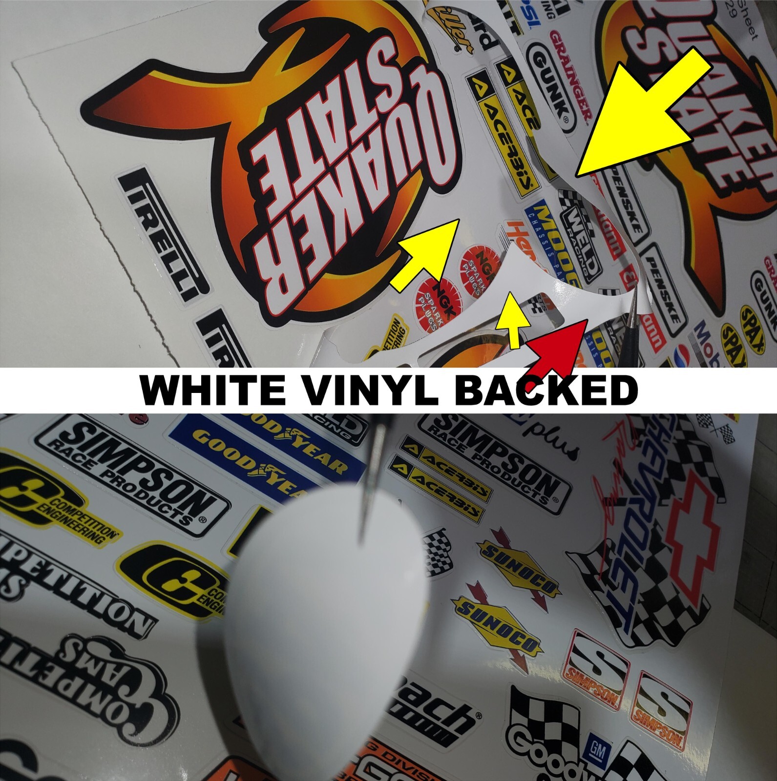 White Vinyl Sticker Sheet 35 moon eyes-R/C MODEL Decal fits 1/24-1/16 Scale CUT