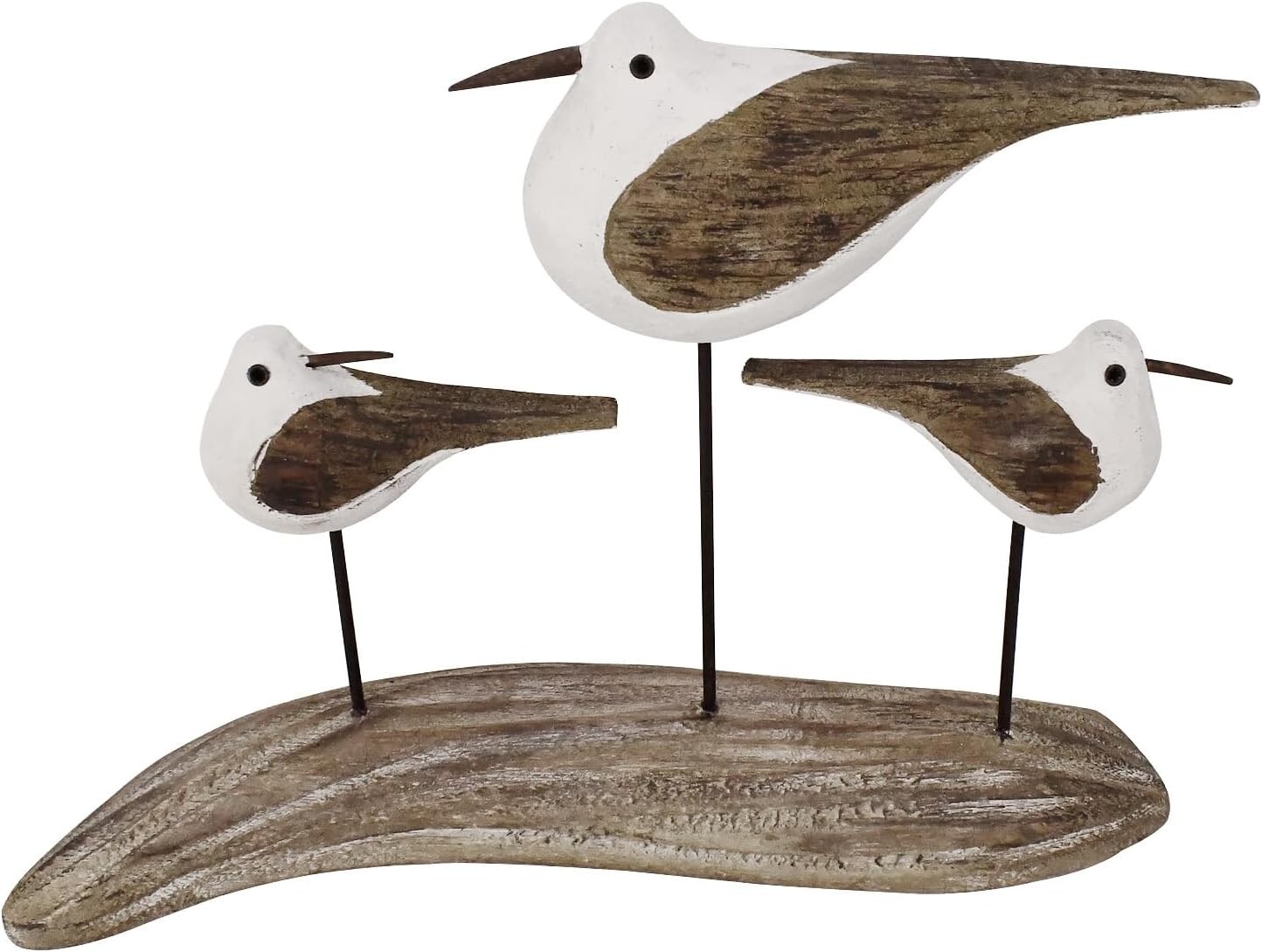 Wooden Sea Bird Statue Seagull On Stand Decor Nautical Coastal Birds Sculpture