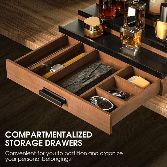3 Tier Cologne Organizer Display Shelf for Men Wooden Perfume Stand w Drawer