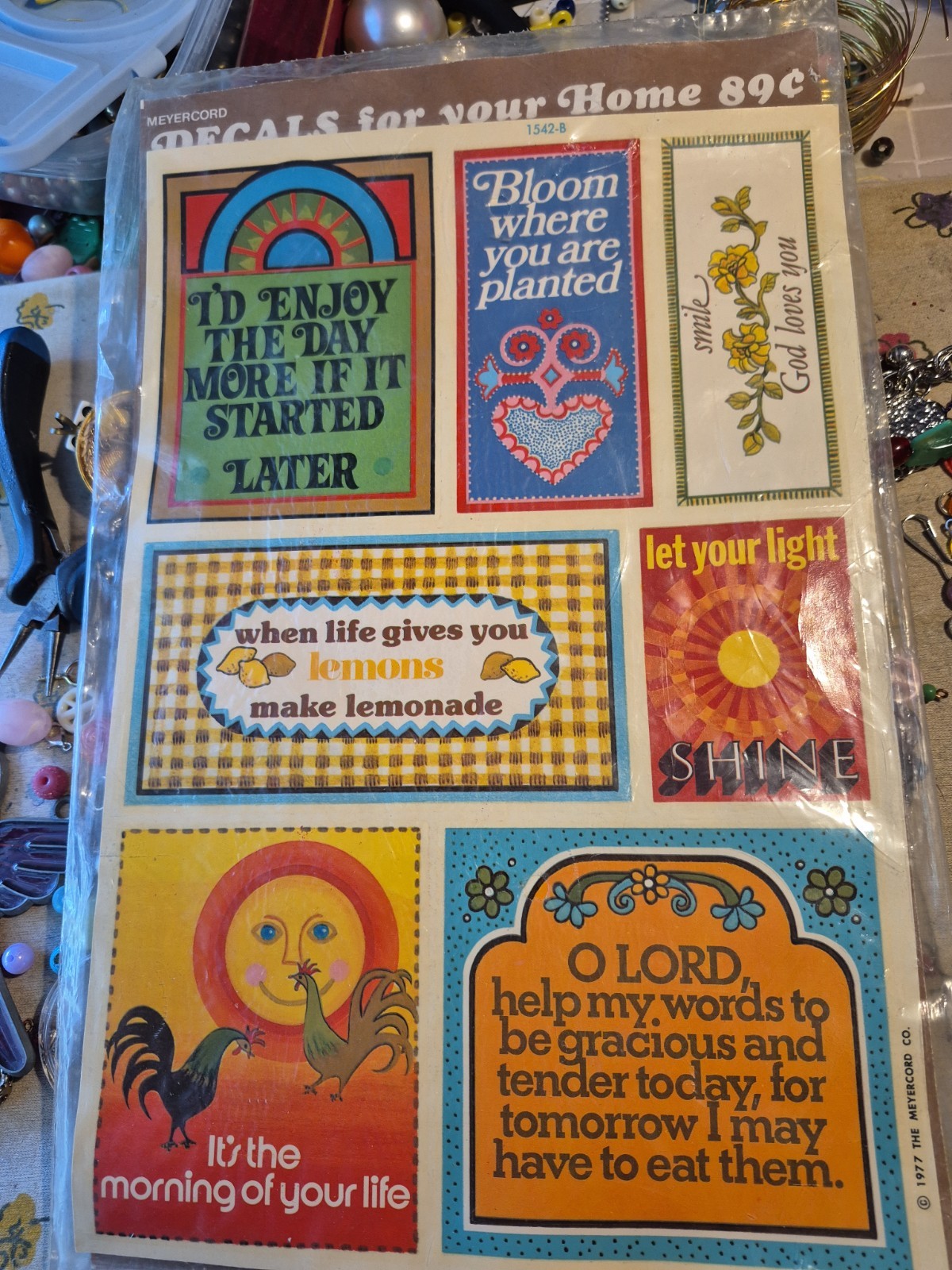 Vintage 1970's Decals Sayings Inspirational Religious Retro