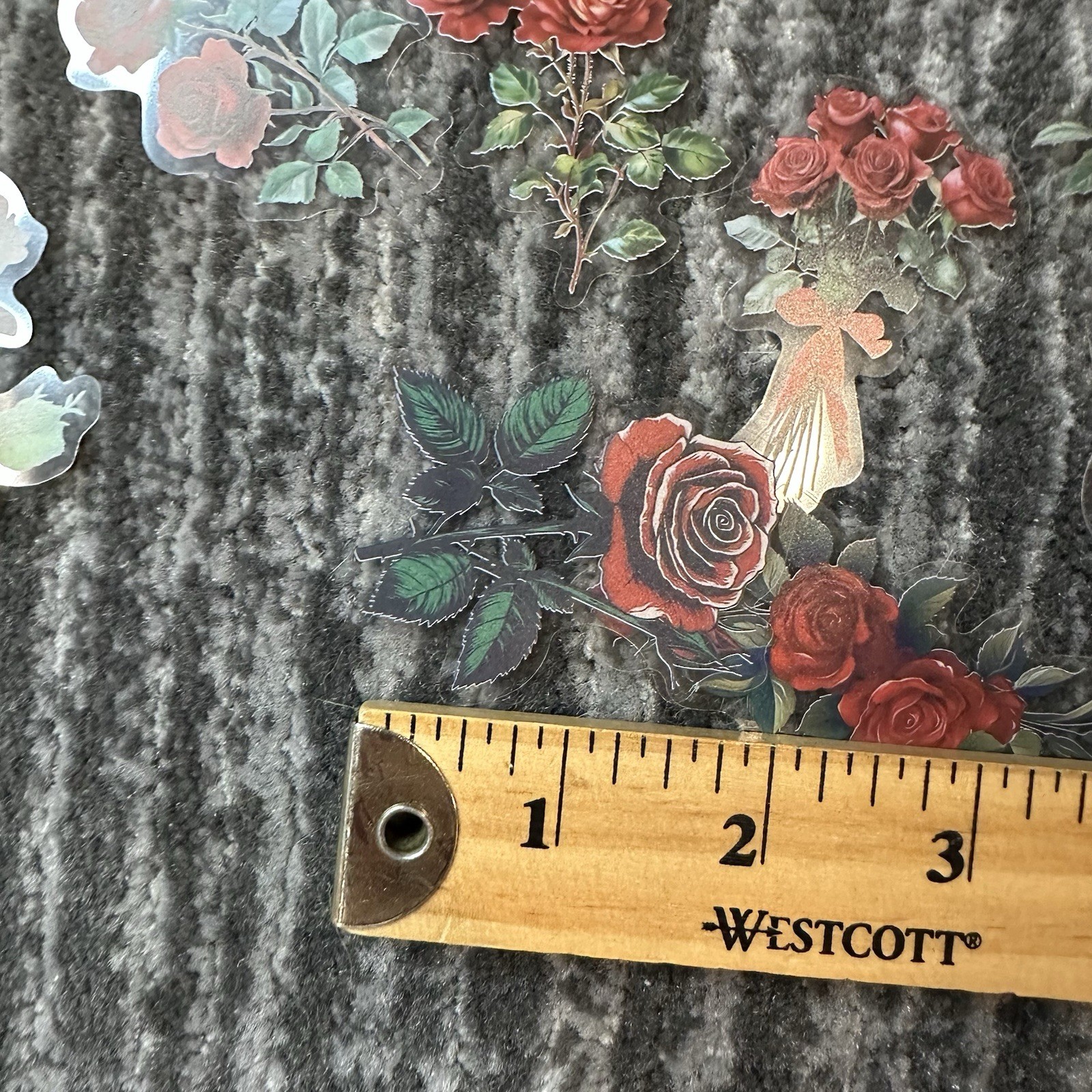 Rose Stickers 50 Flower Transparent Junk Journal Scrapbook Decals Retro New
