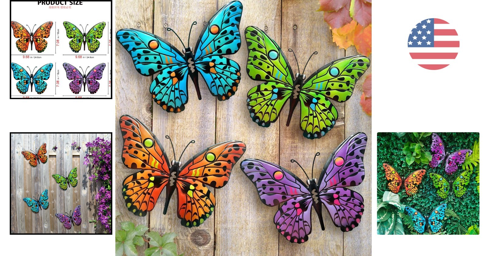 Versatile Metal Butterfly Wall Art – Indoor/Outdoor Decoration, 9.6" – 4 Count