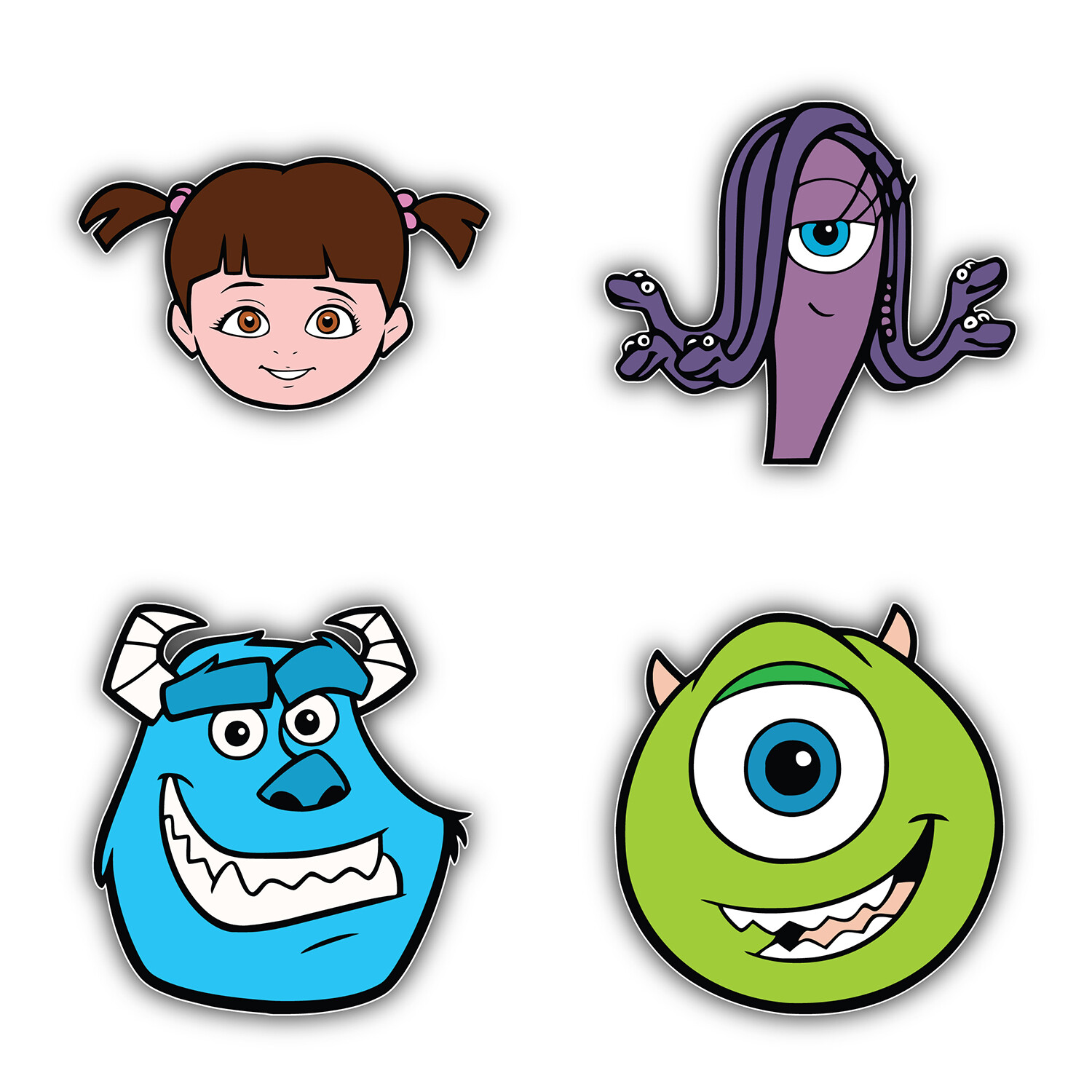 Monsters Inc Cartoon Set Of 4 Vinyl Sticker Decal – 5" longer side ID:2
