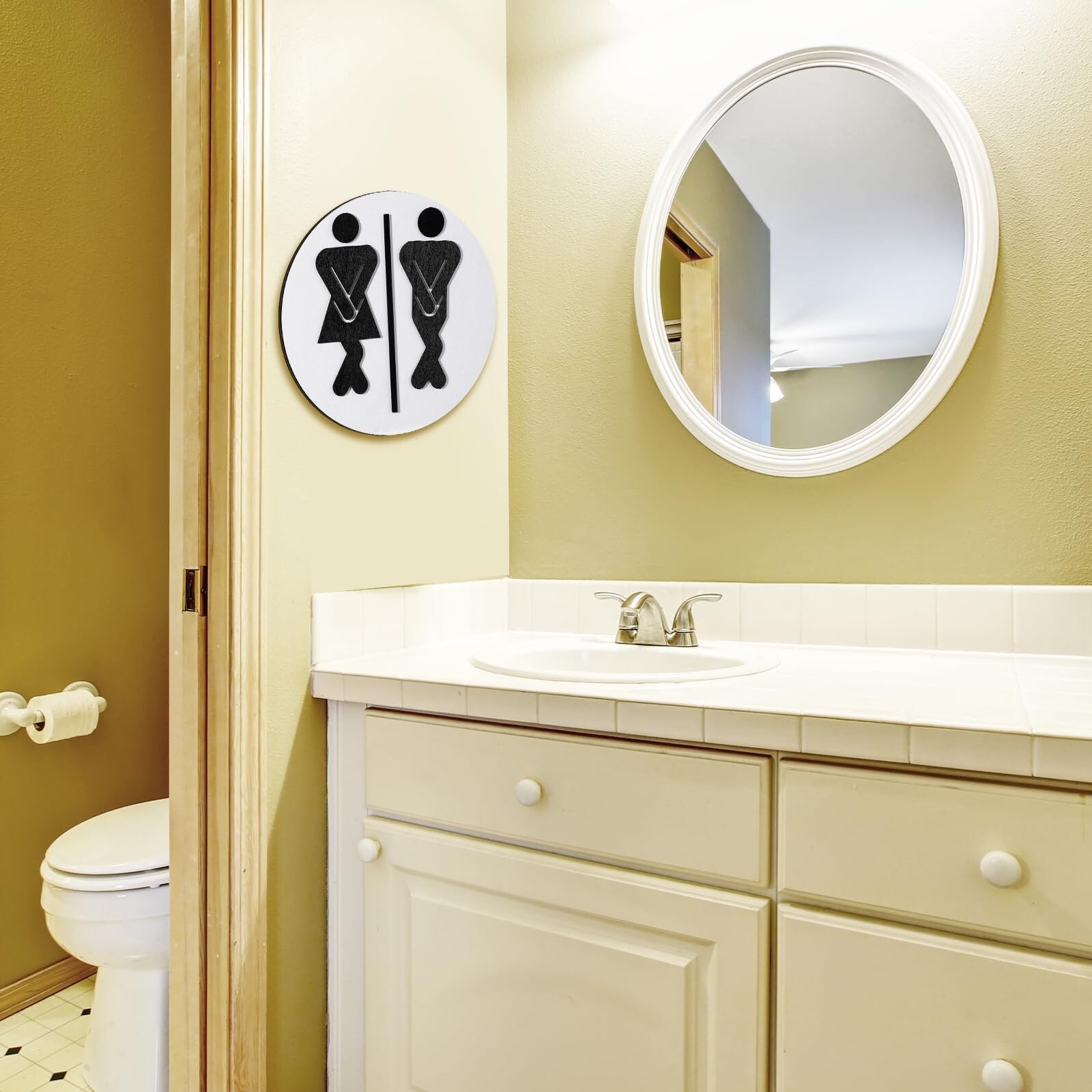 Jetec Restroom Sign Half Bathroom Decor Funny Bathroom Signs Bathroom Shelf D…